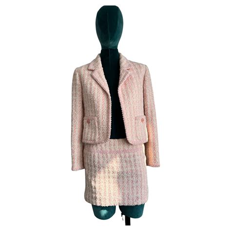 pink chanel tweed suit|Chanel fantasy tweed jacket.